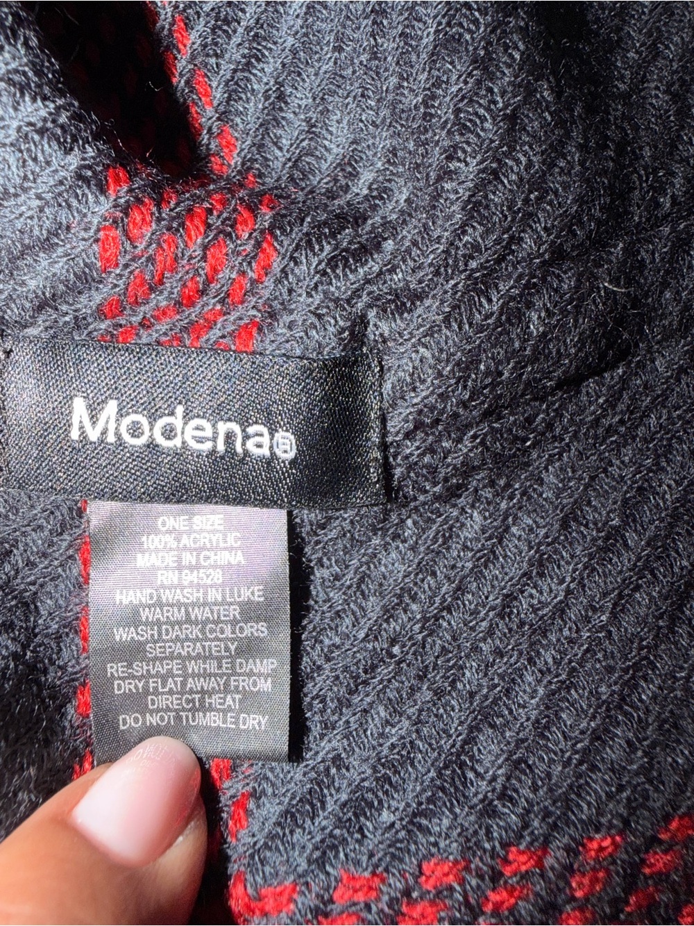 Modena Looped Plaid Infinity Scarf - Navy & Red - Picture 2 of 2